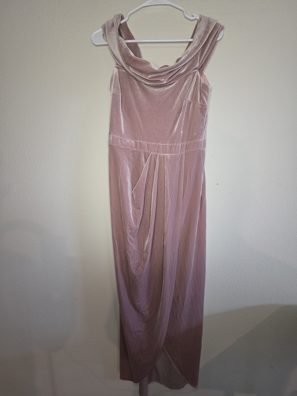 BHLDN Blush Velvet Cowl-Neck Maxi Dress